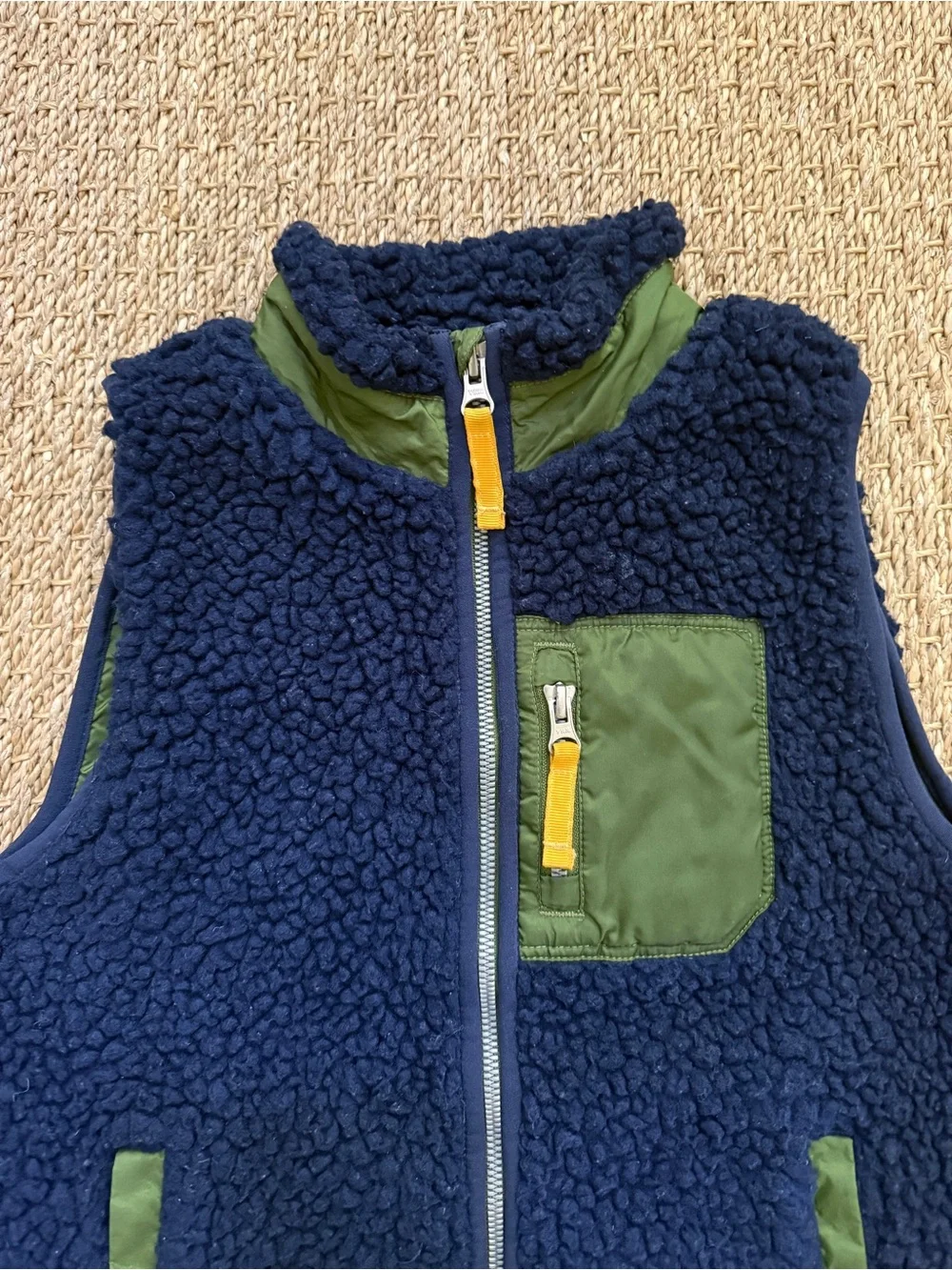 Hanna Andersson Sherpa Fleece Kids Vest Blue Green Utility EU Size 120 US 6-7